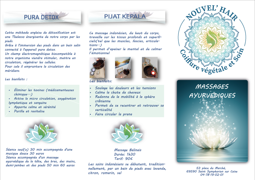 Flyer du salon de coiffure Nouvel'hair végétal de Saint Symphorien sur Coise